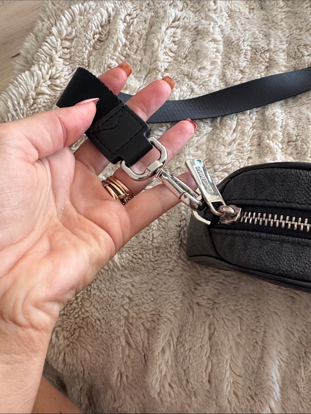Michael Kors Black Crossbody Bag with Embossed MK Medallion - Picture 5 of 9